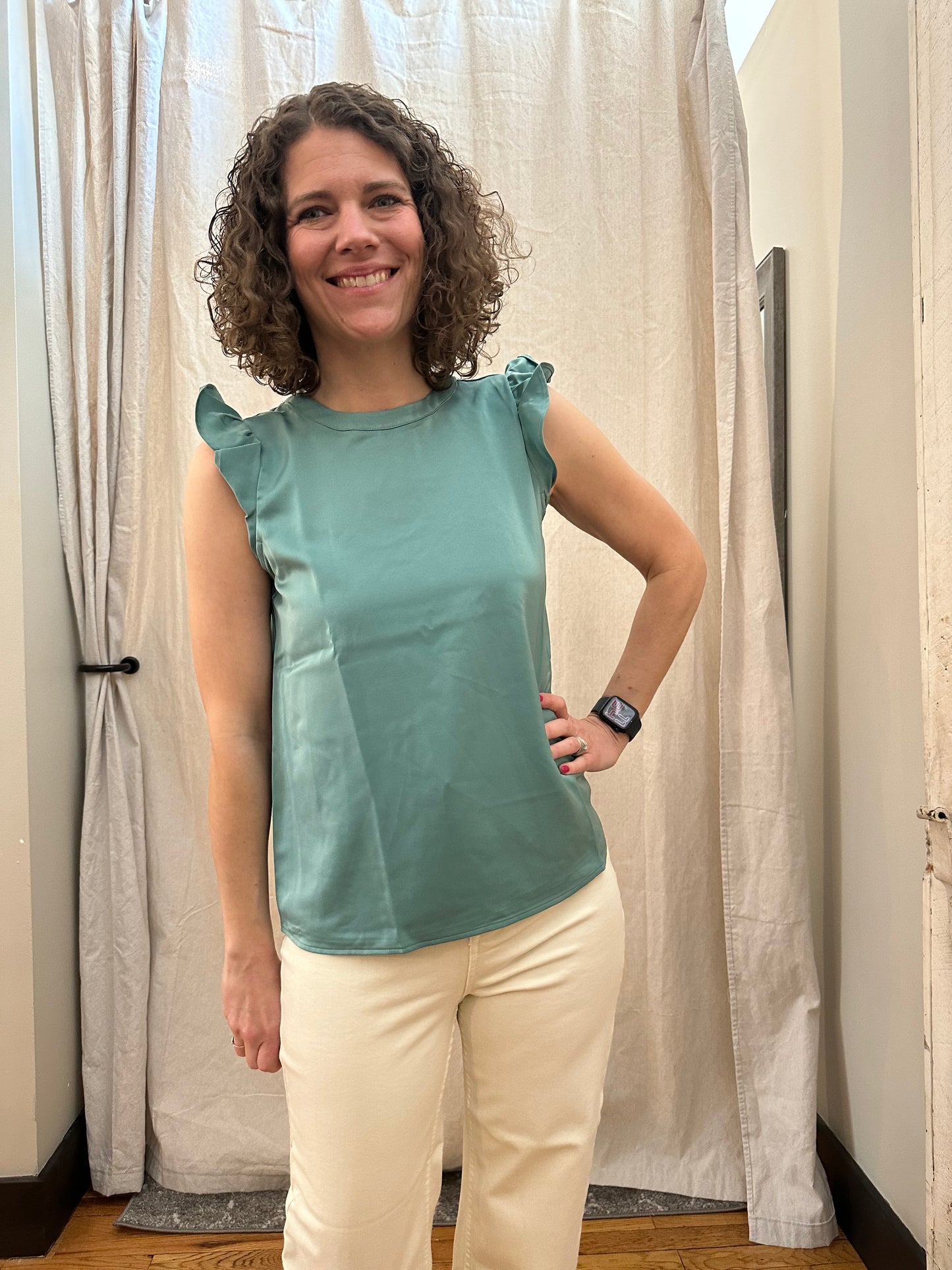 Satin Ruffler Sleeve Blouse