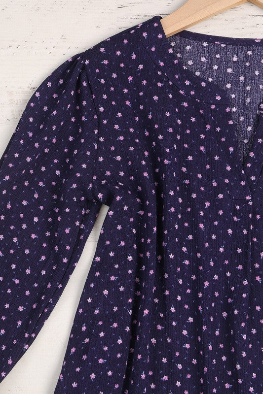 Girls Floral Long Sleeved Dress