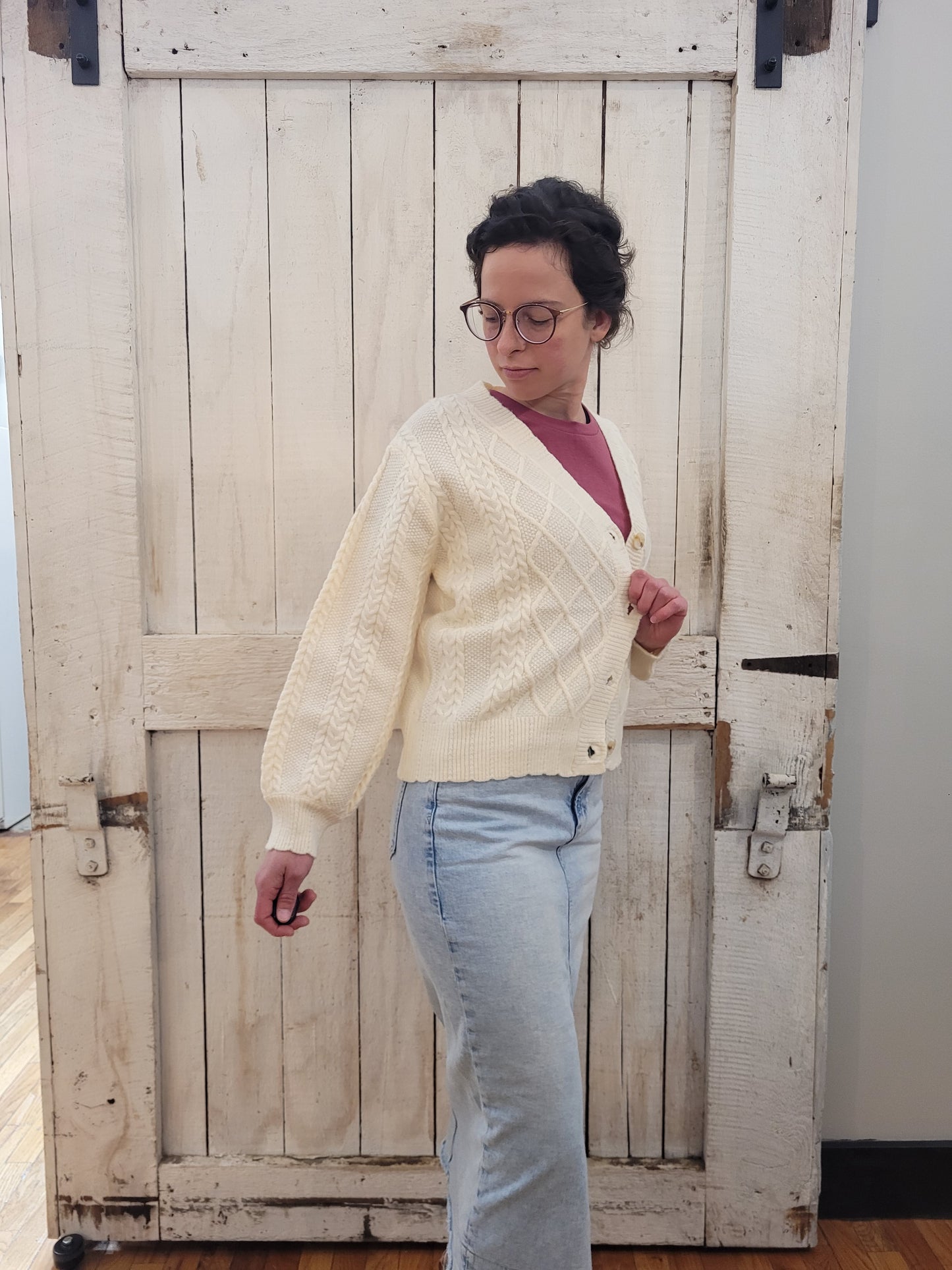 Mixed Cable Knit Cardi