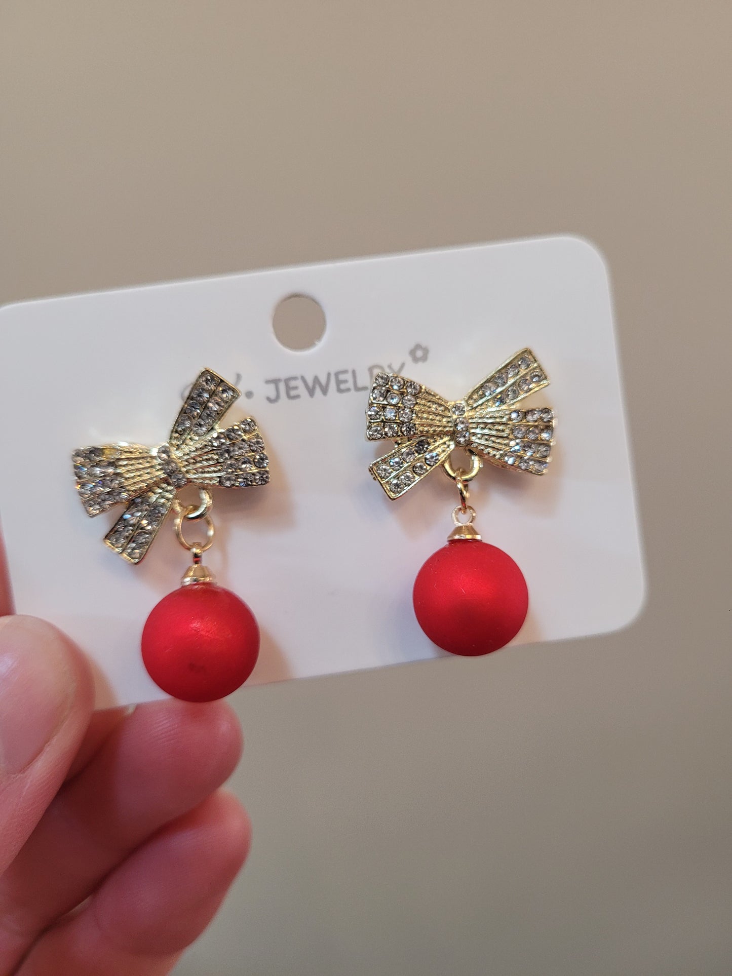 Bow and Christmas Ball Earrings