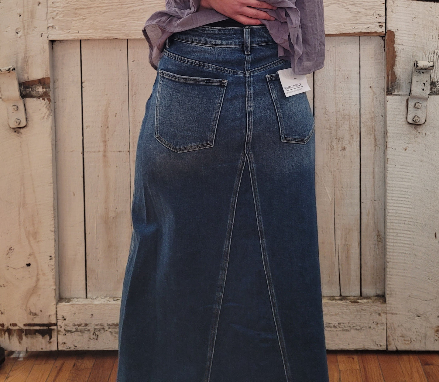 Washed Denim A-Line Skirt
