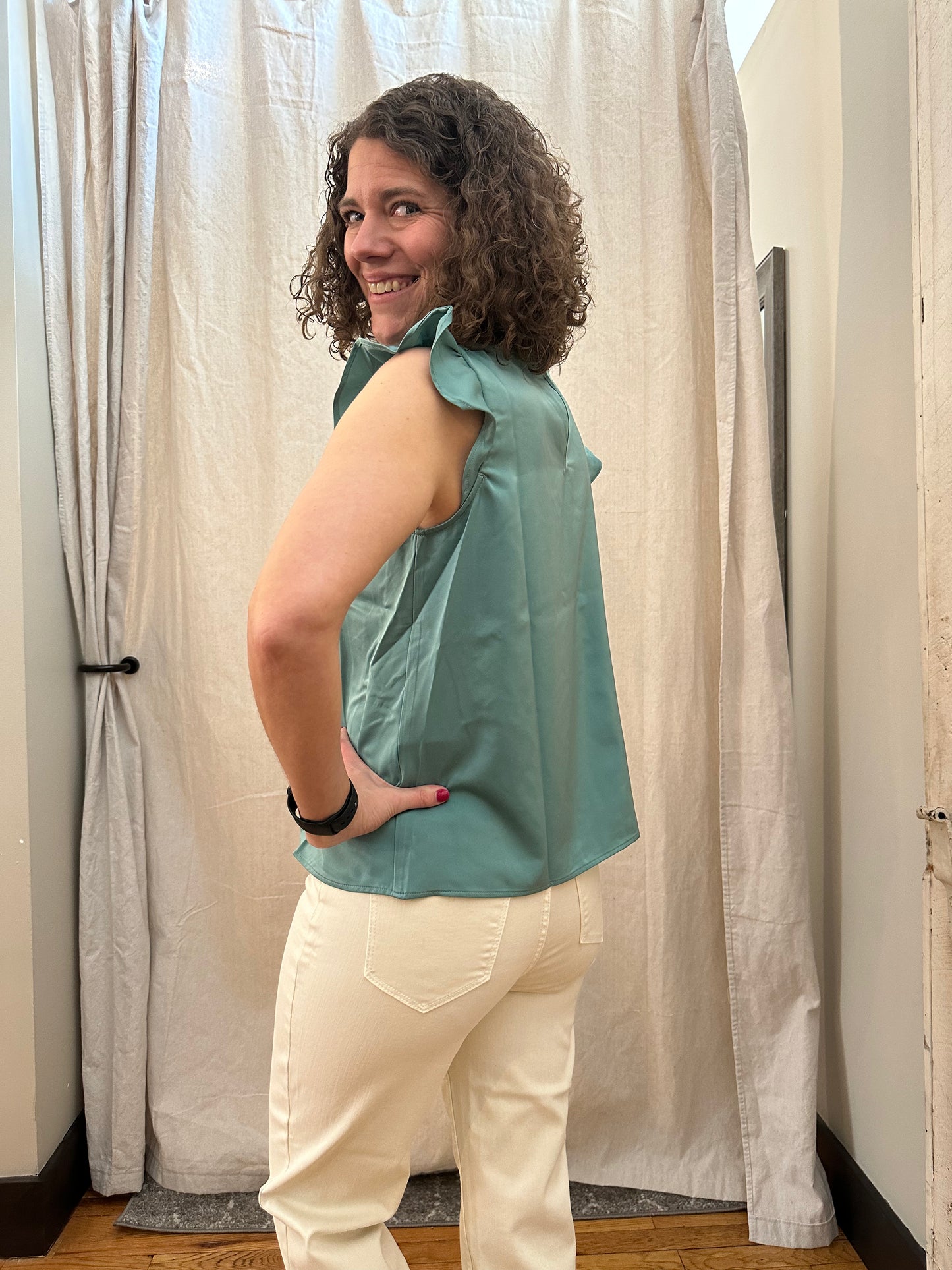 Satin Ruffler Sleeve Blouse