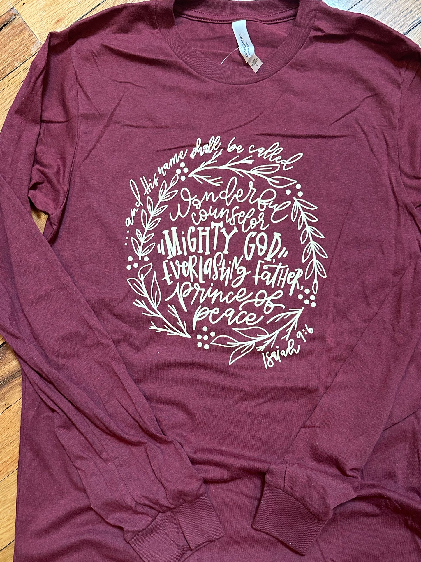 Maroon Isaiah 9:6 Long Sleeve T-shirt