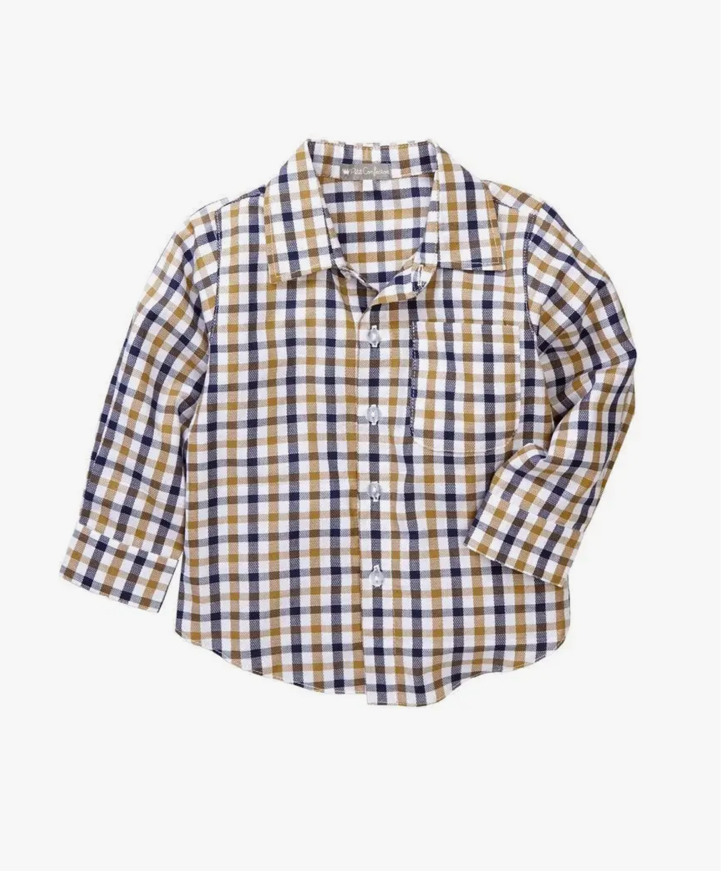 Gold Plaid Button-Down Shirt
