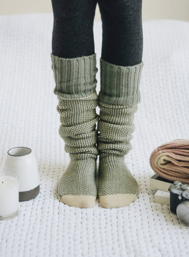 Open Work Two-Tone Lounge Socks