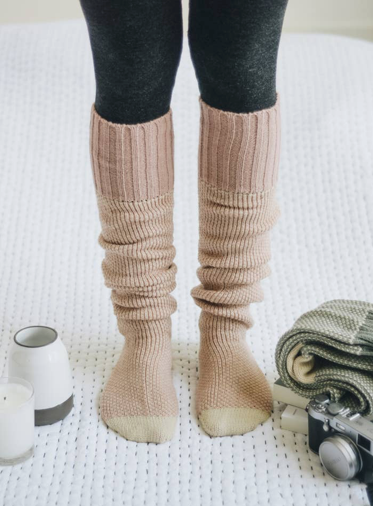 Open Work Two-Tone Lounge Socks