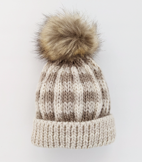 Buffalo Check Beanie, pom