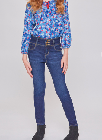Girls Button Skinny Jeans