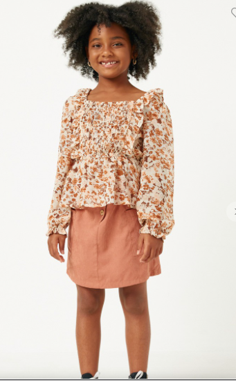 Girls Ruffle Smocked Hayden Shirt
