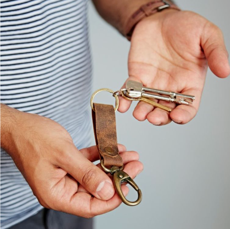 Buffalo Leather Keyring with Hook - Handmade