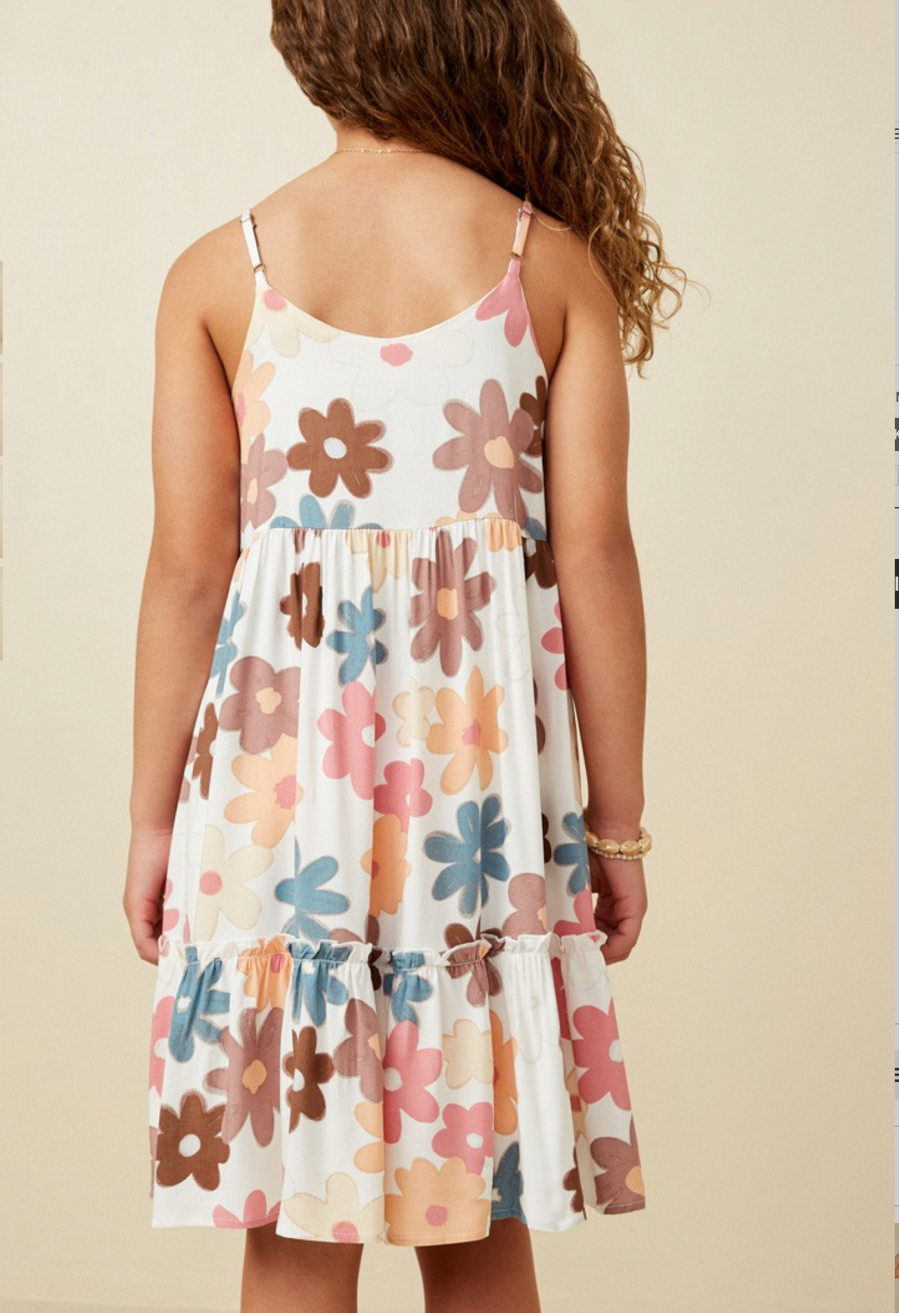 Girls Floral Ruffle Tiered Tank Dress