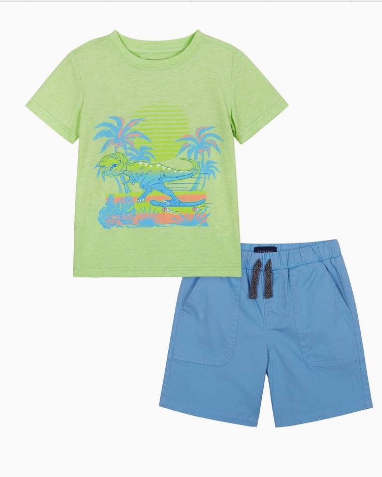 Boys Light Green Dino Set