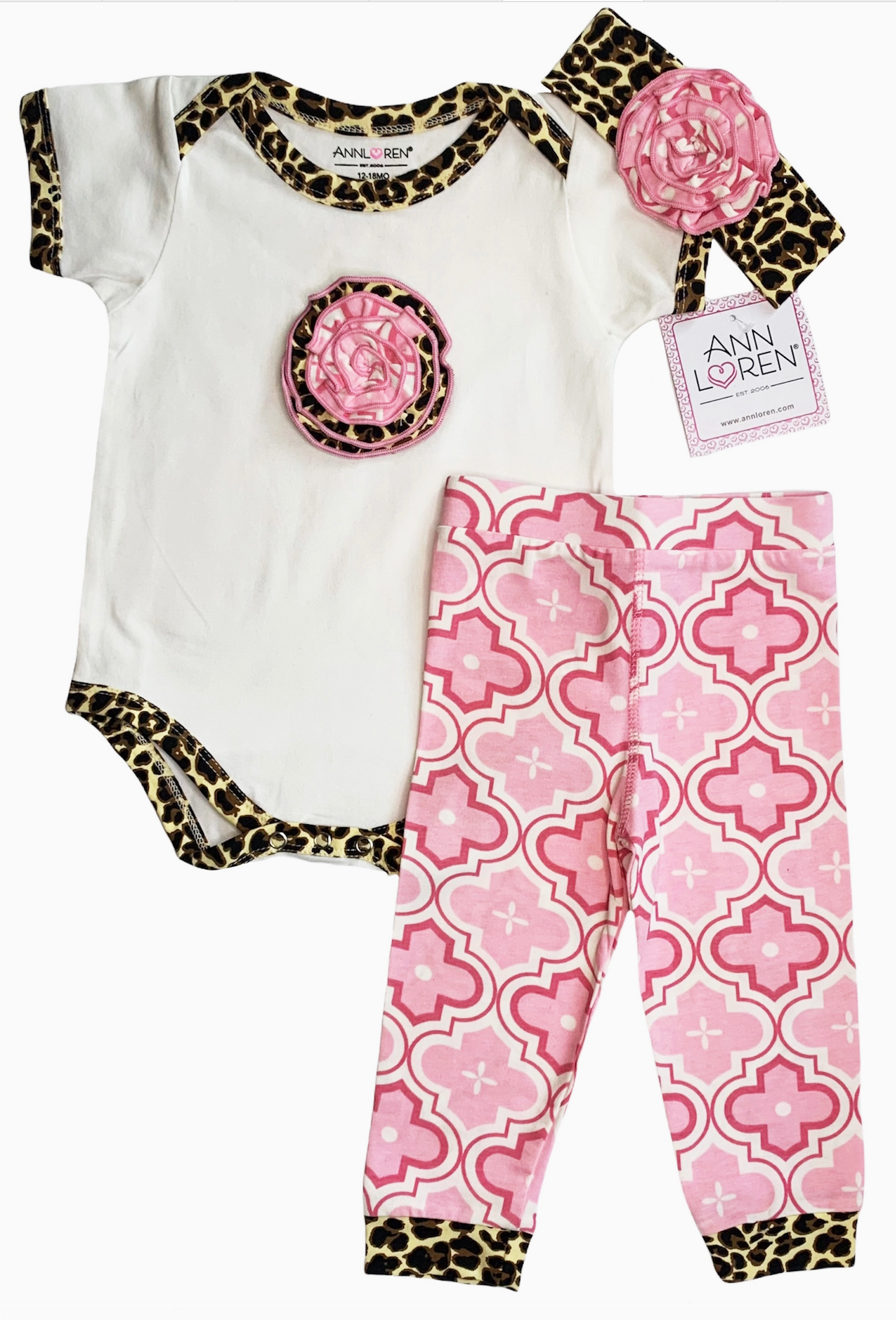 Girls 3 Pc Pink Leopard Layette