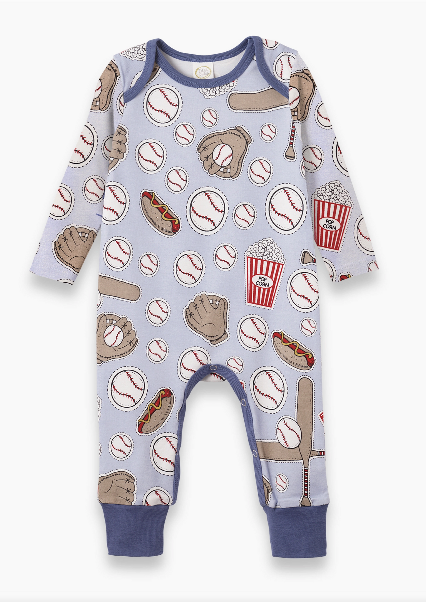 Batter Up Blue Bamboo Romper