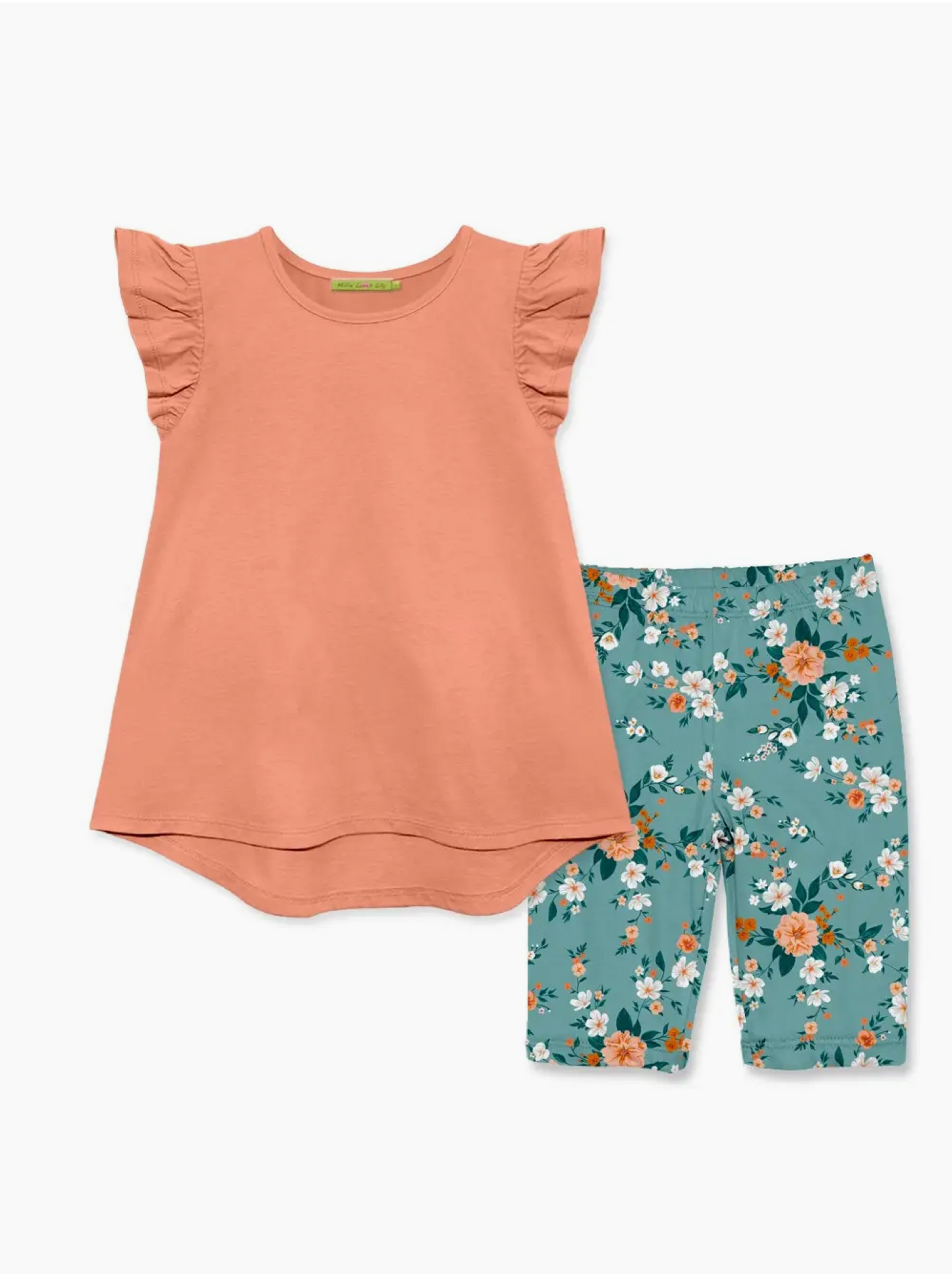 Coral Top & Floral Garden Bike Shorts