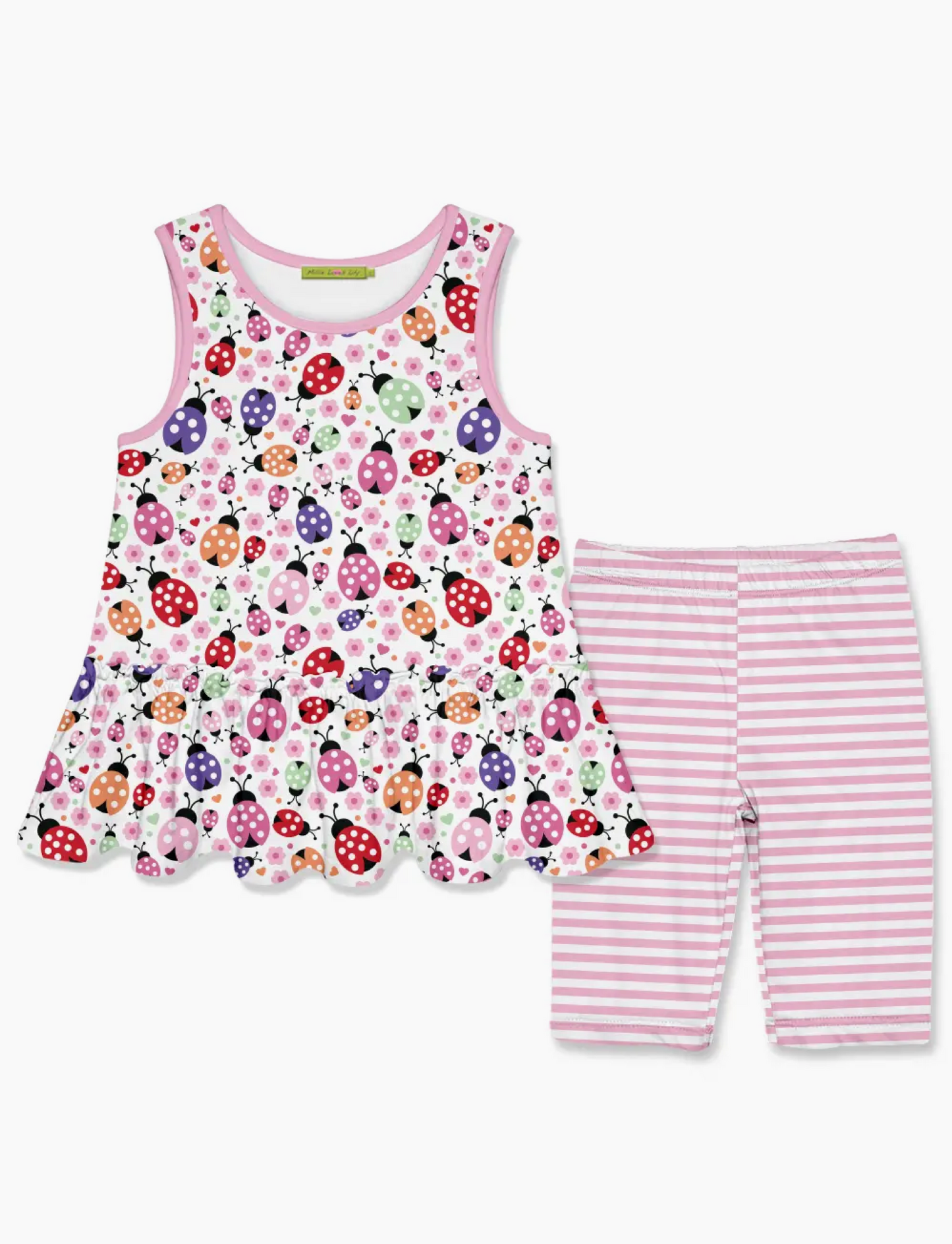 White Ladybug Spots Sleeveless Top & Bike Shorts