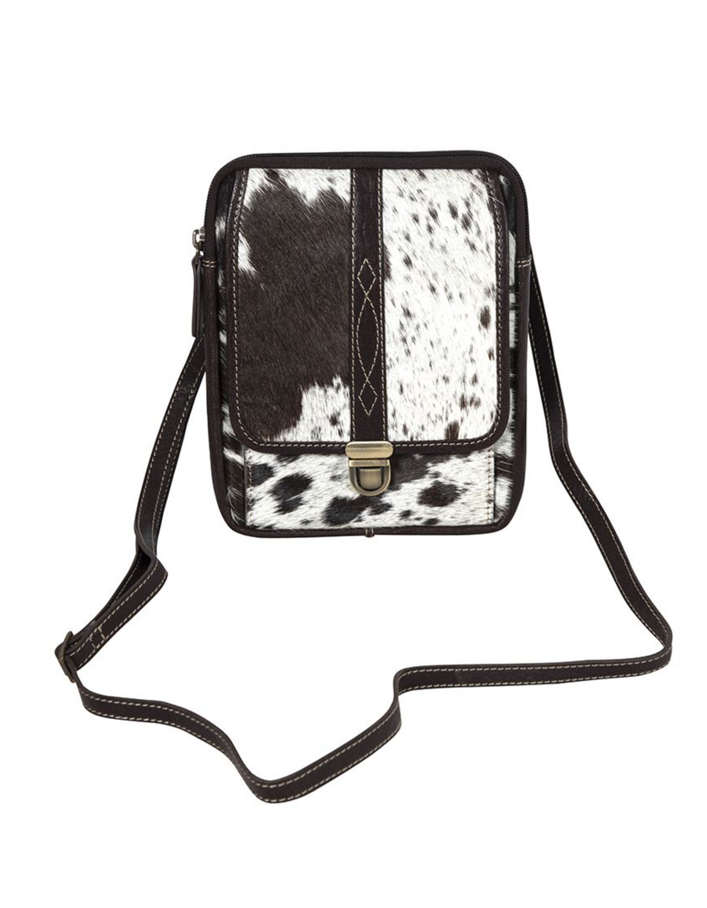 Santa Mesa Mini Leather & Hairon Bag in Dark Hair-on Hide