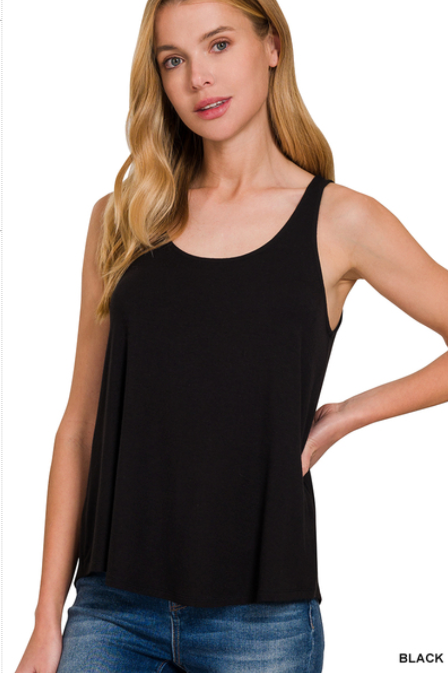 Flowy Hem Rayon Sleeveless Tank Top