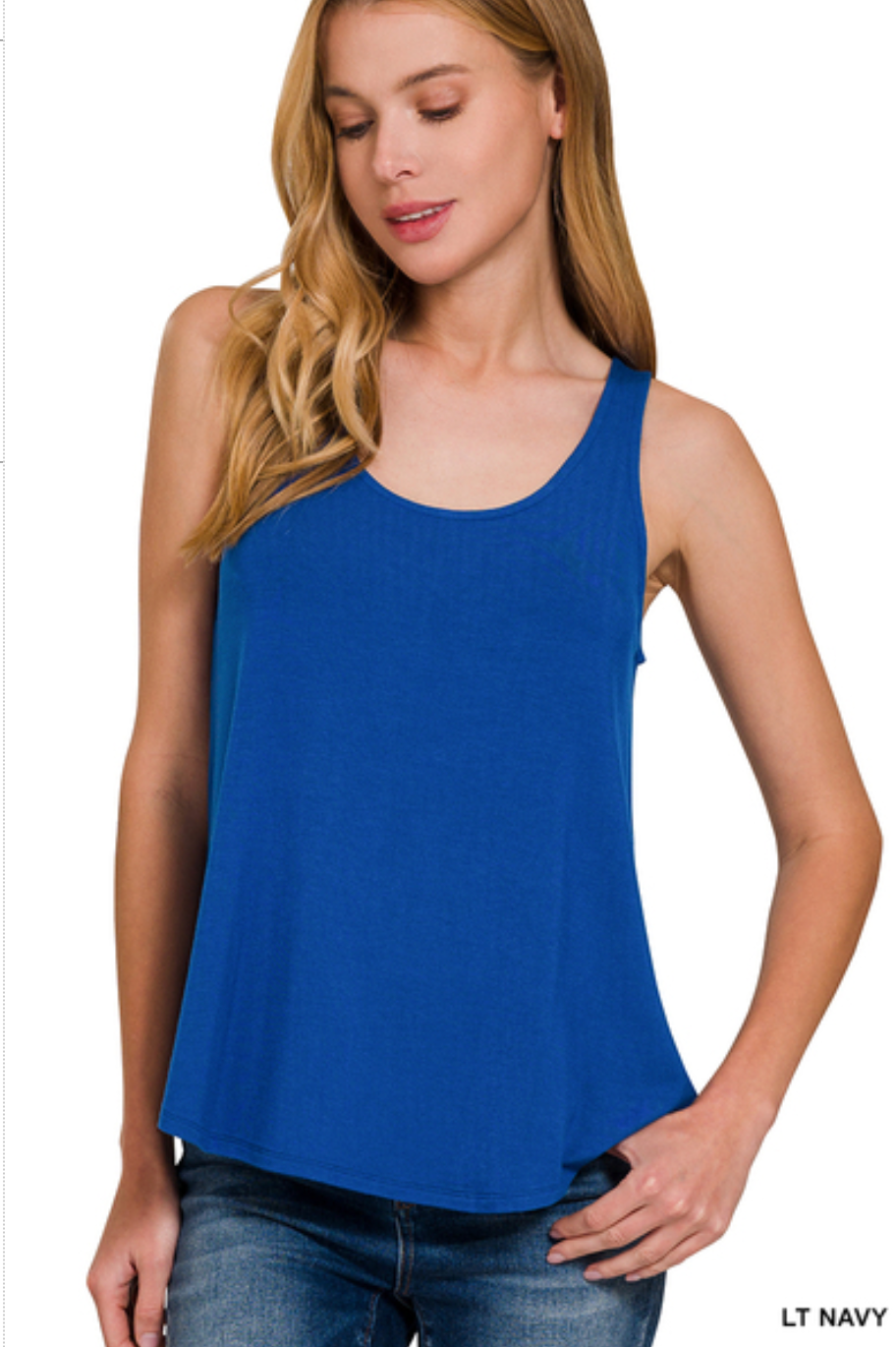 Flowy Hem Rayon Sleeveless Tank Top
