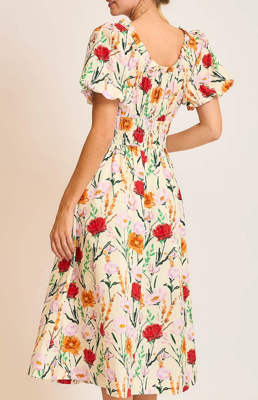 Floral Smocked Midi Dress