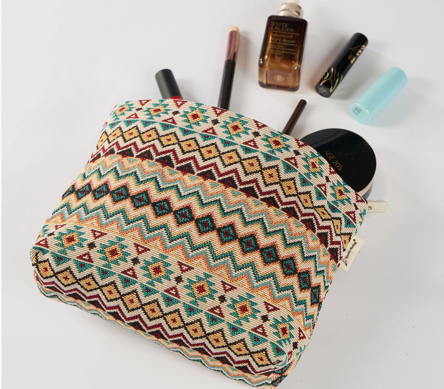 Aztec Cross Stitch Print Toiletry/Makeup Bag - Cosmetic Bag