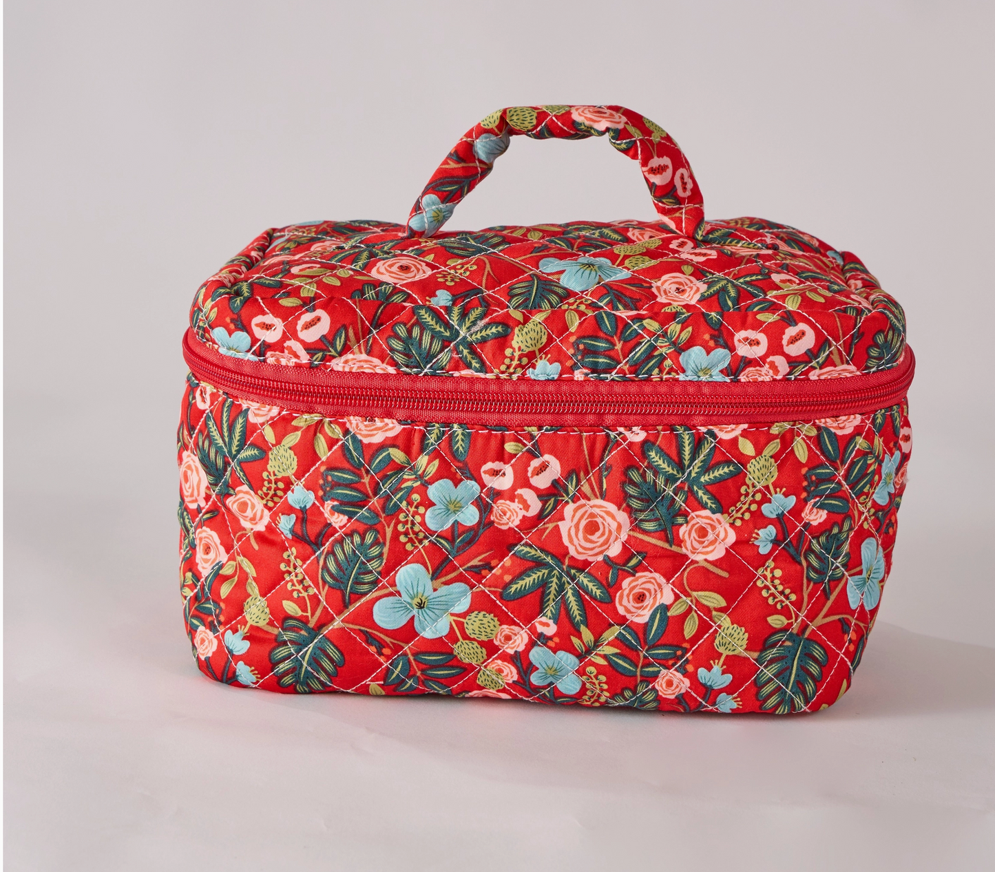 Floral Quilted Makeup Cosmetic Toiletry Bag