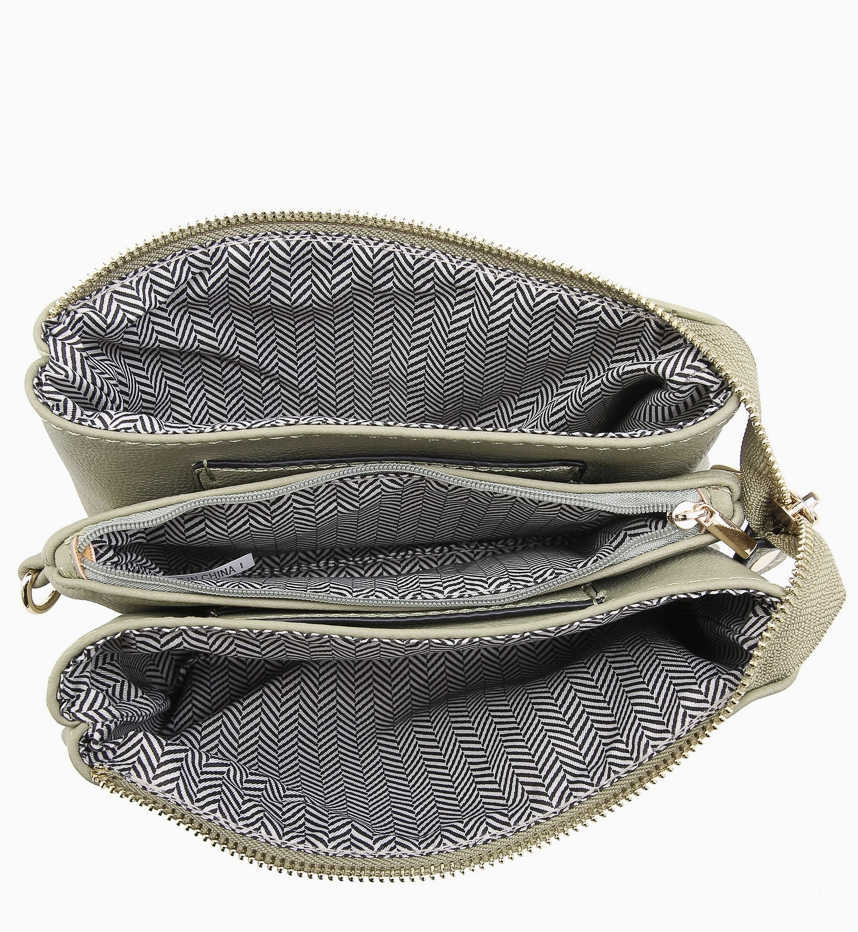 Riley Suede Crossbody/Wristlet 3 Compartment - Navy