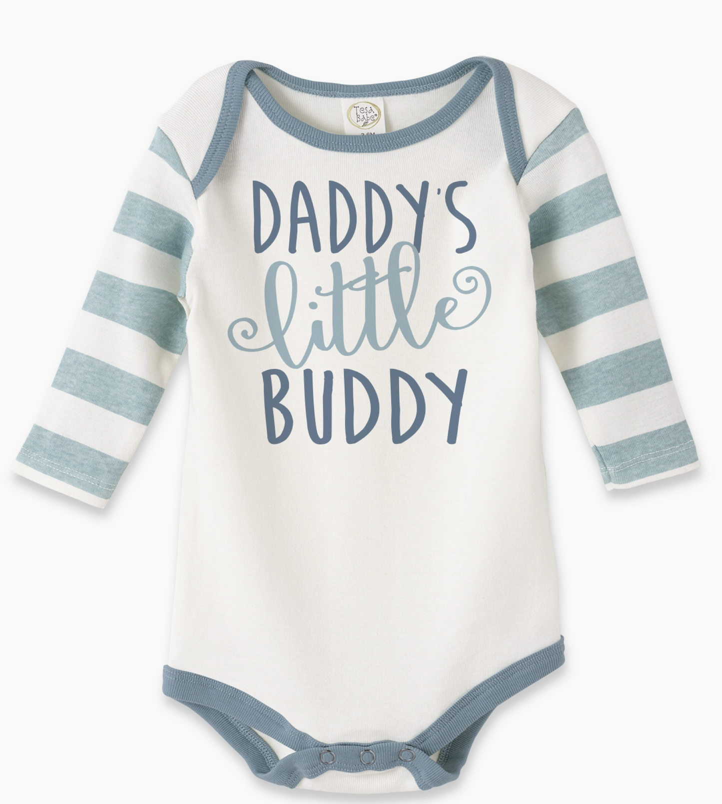 Daddy's Little Buddy Boy Cotton Aqua Stripe Bodysuit