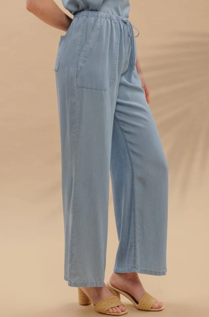 Sloane Chambray Wide Leg Pants