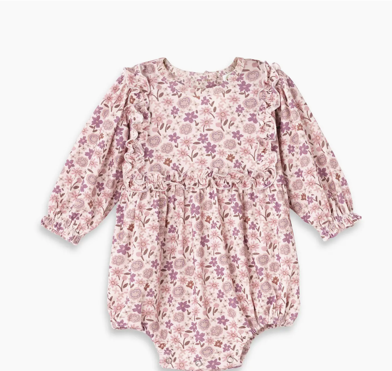 Baby Girl Ruffle Romper – Bamboo Floral Bodysuit One Piece
