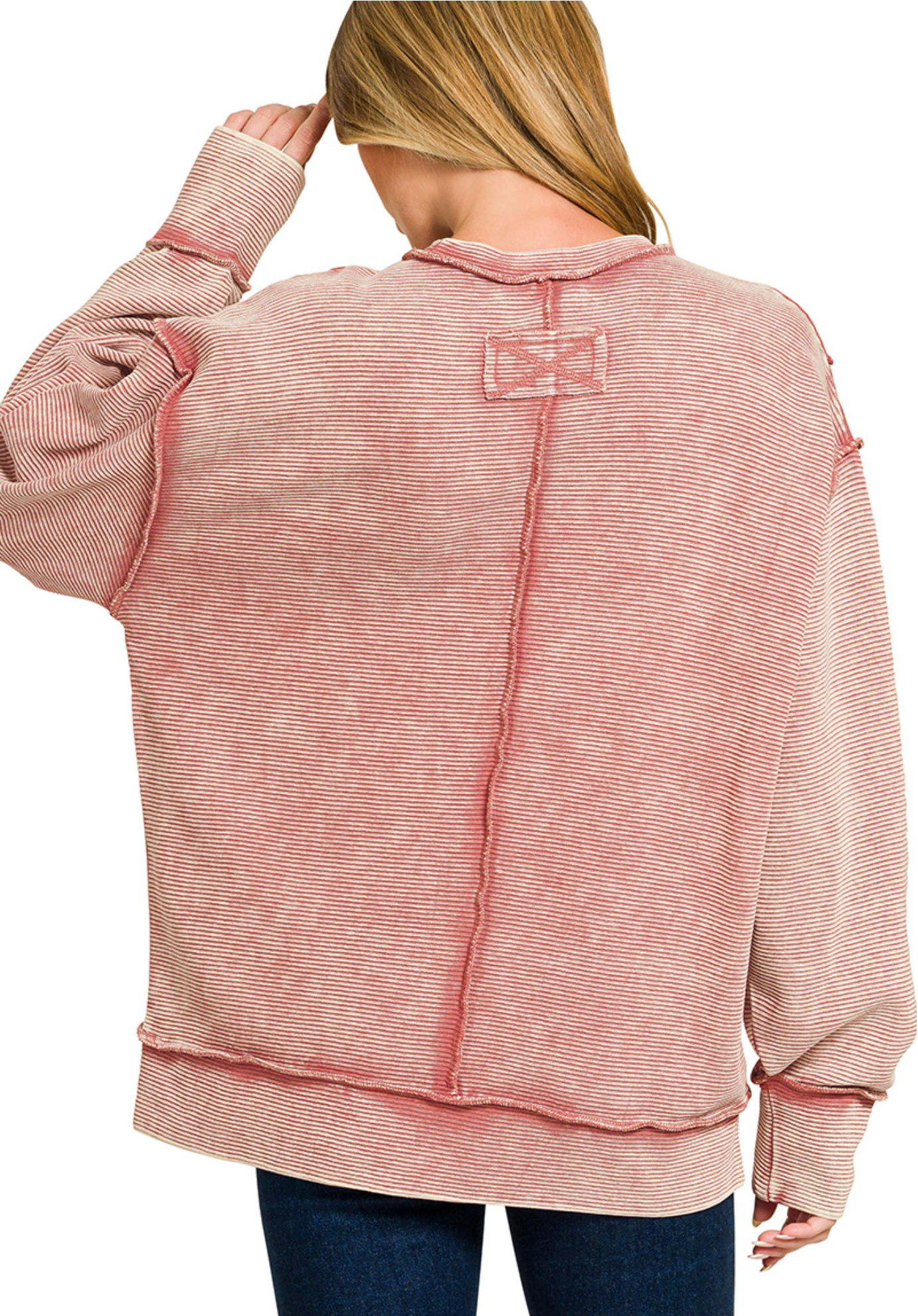 Morgan Pullover Acid Washed Exposed-Seam