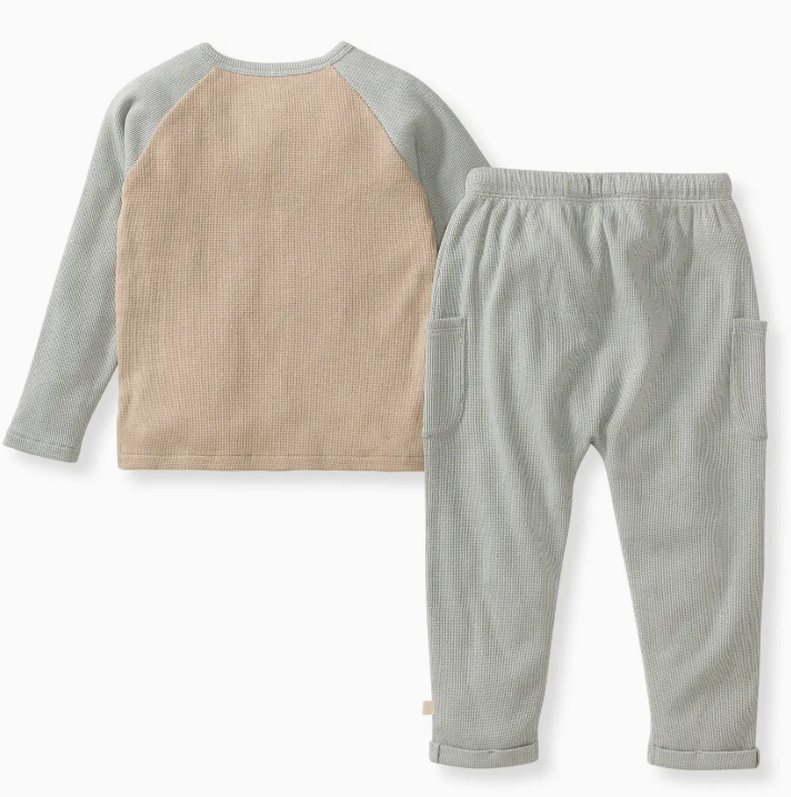 Organic Blue Thermal Boy Tee & Pants Set