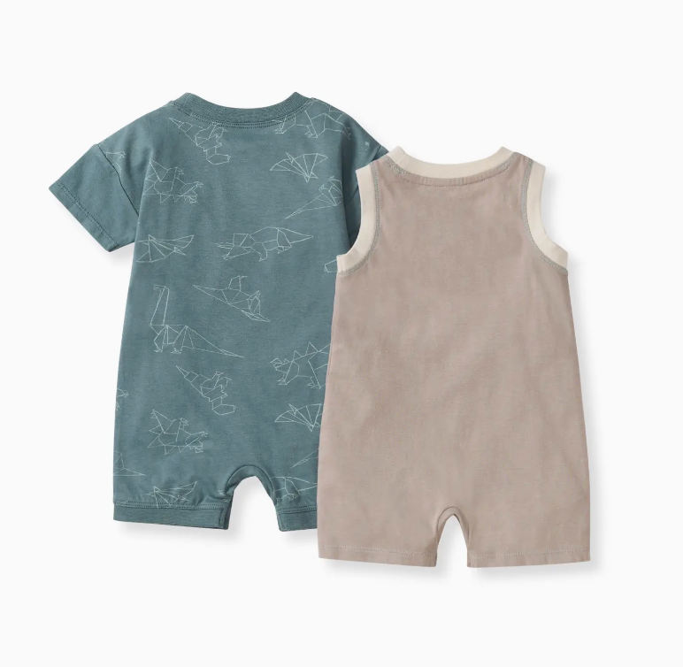Origami Dinos Baby Boy 2 Pack Romper Set