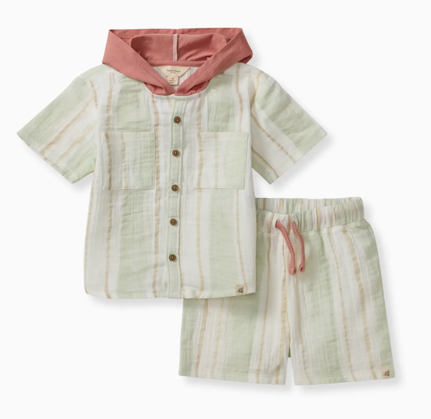 Pacific Stripe Hooded Shirt & Shorts Set
