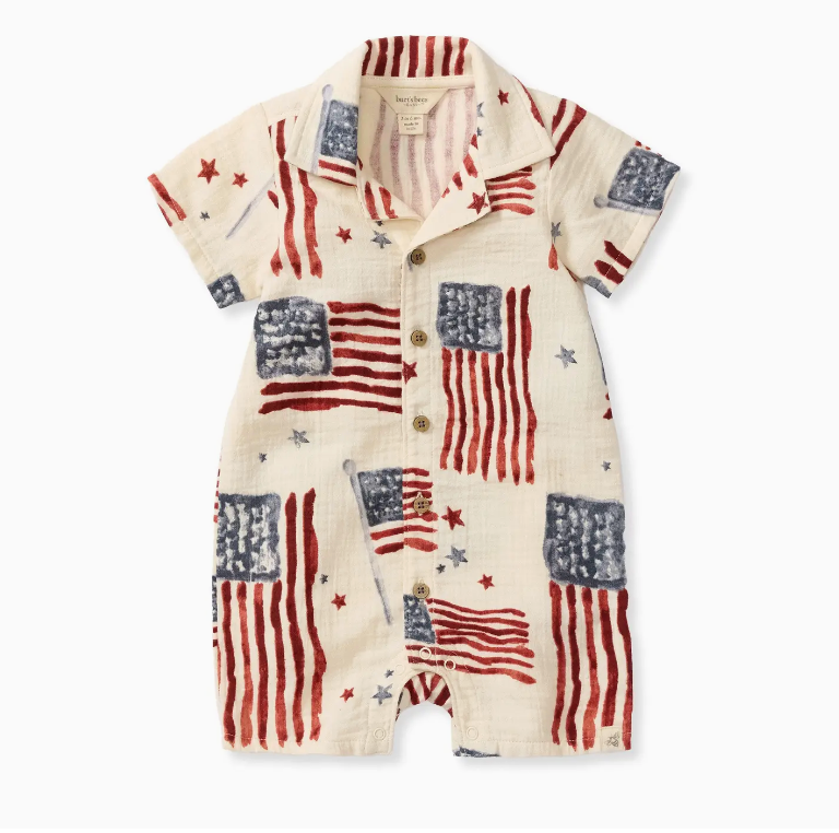 American Flag Baby Boy Romper