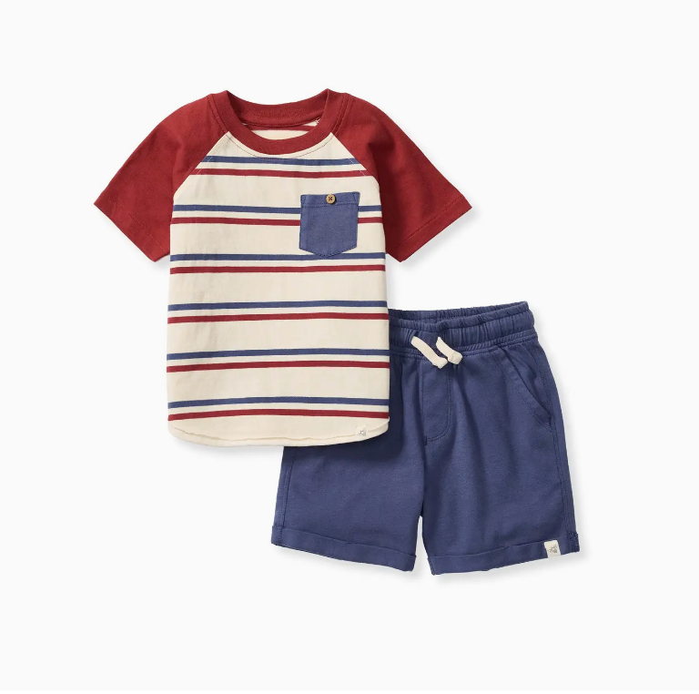 USA Stripe Boy Tee & Shorts Set