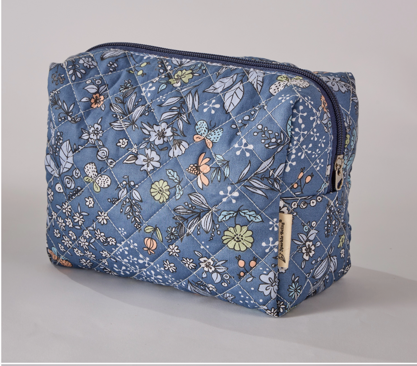 Floral Quilted Makeup Cosmetic Toiletry Bag