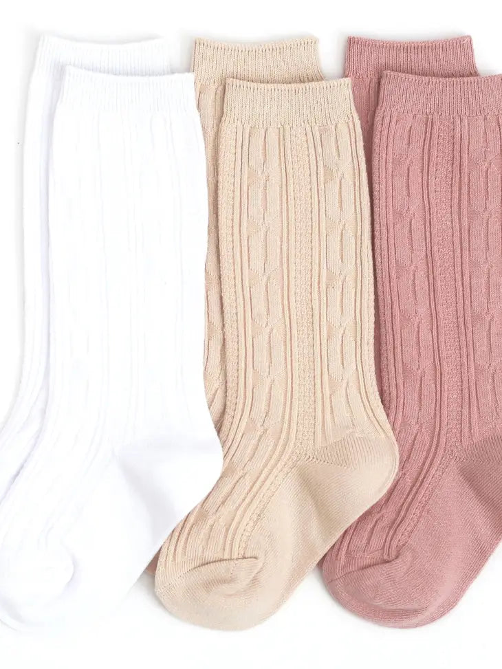 Girl Cable Knit 3 pk Knee High Socks