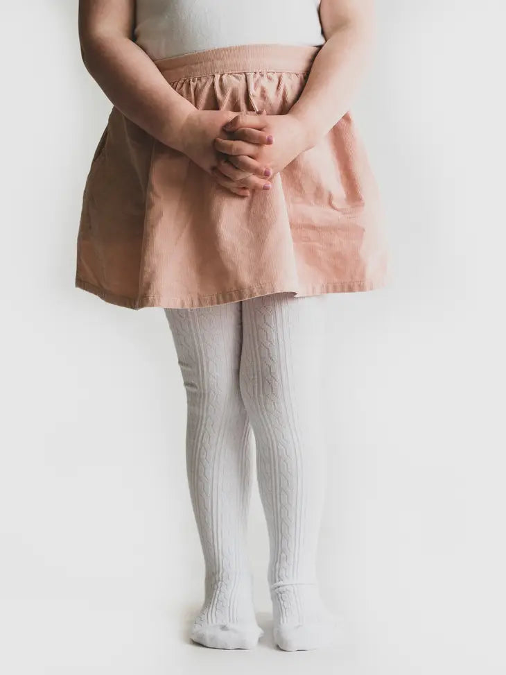 Cable Knit Tights (White)
