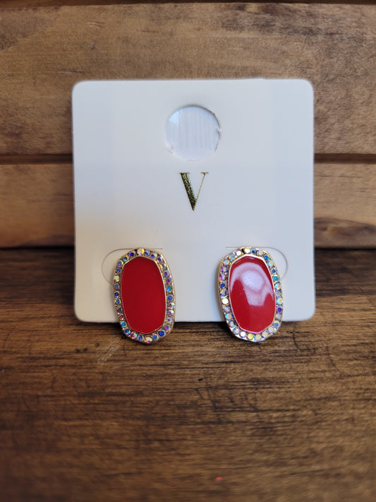 Red Oval Stud
