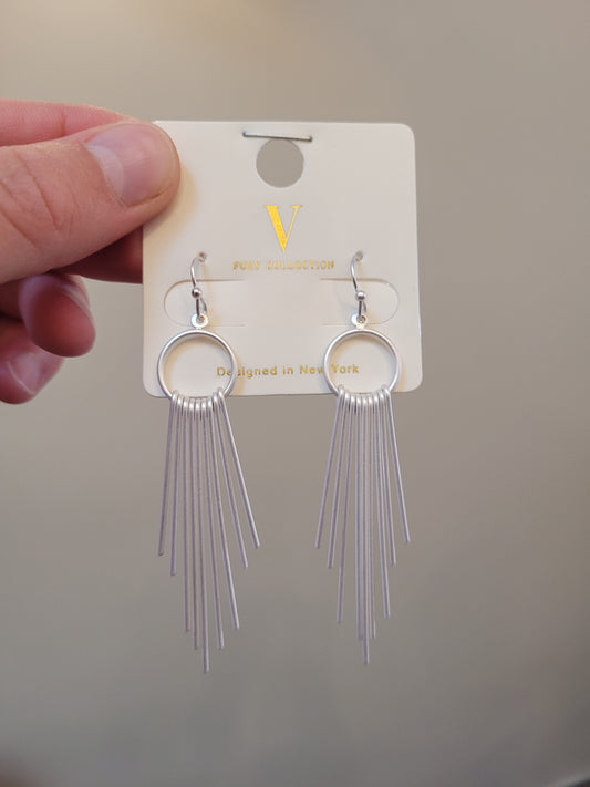 Silver Circle Sunburst Earring