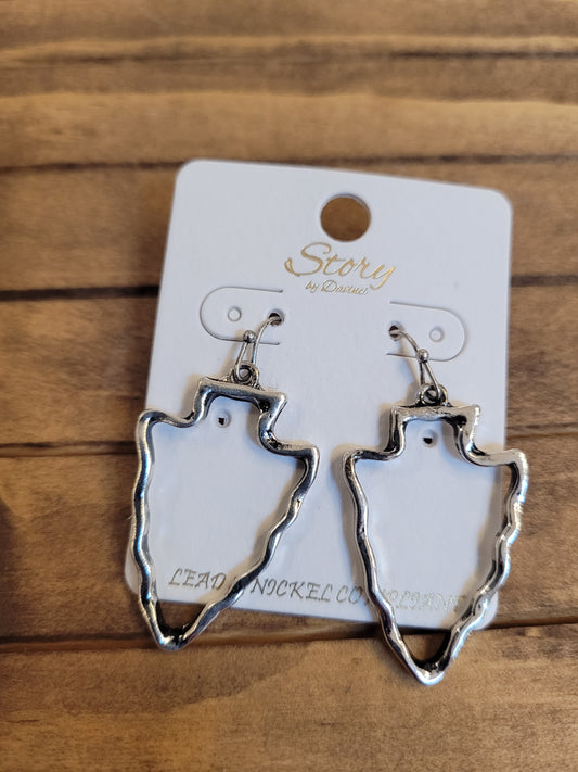 KC Arrowhead Outline Silver Drop Earring