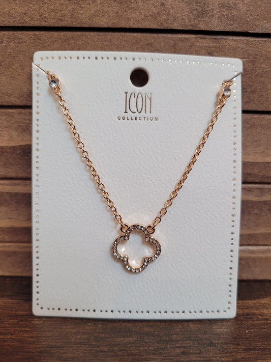 Clover Glitter Gold Necklace