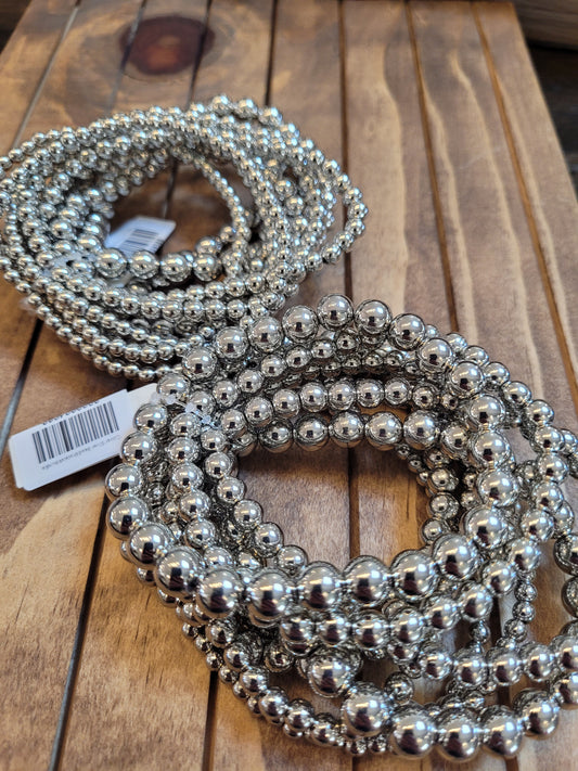 Clover Silver Bead Bracelet Bundle