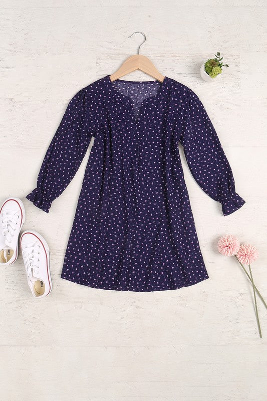 Girls Floral Long Sleeved Dress