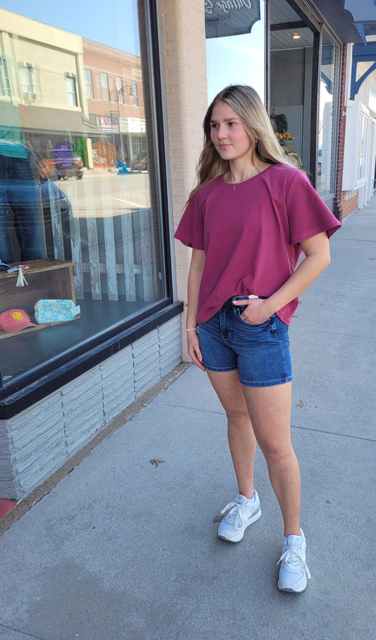 Lexi Dark Wash Hemmed Short