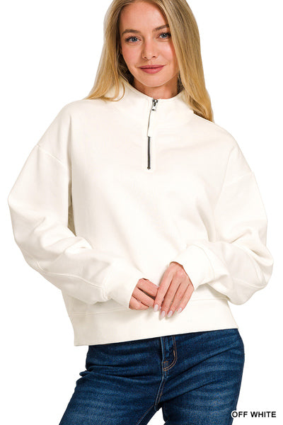 Cropped Half Zip Sweatshirt