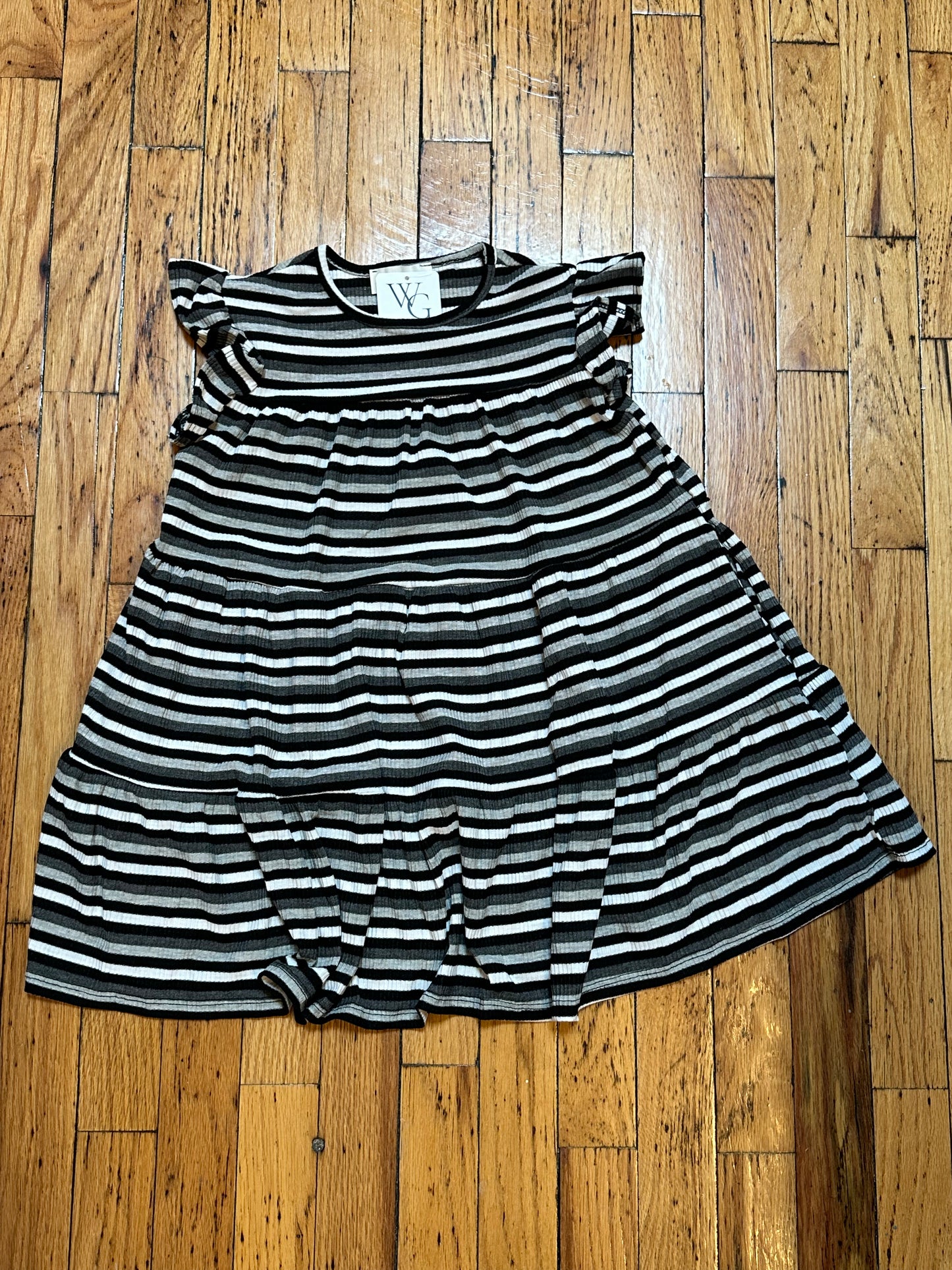 Girls Striped Tiered Dress