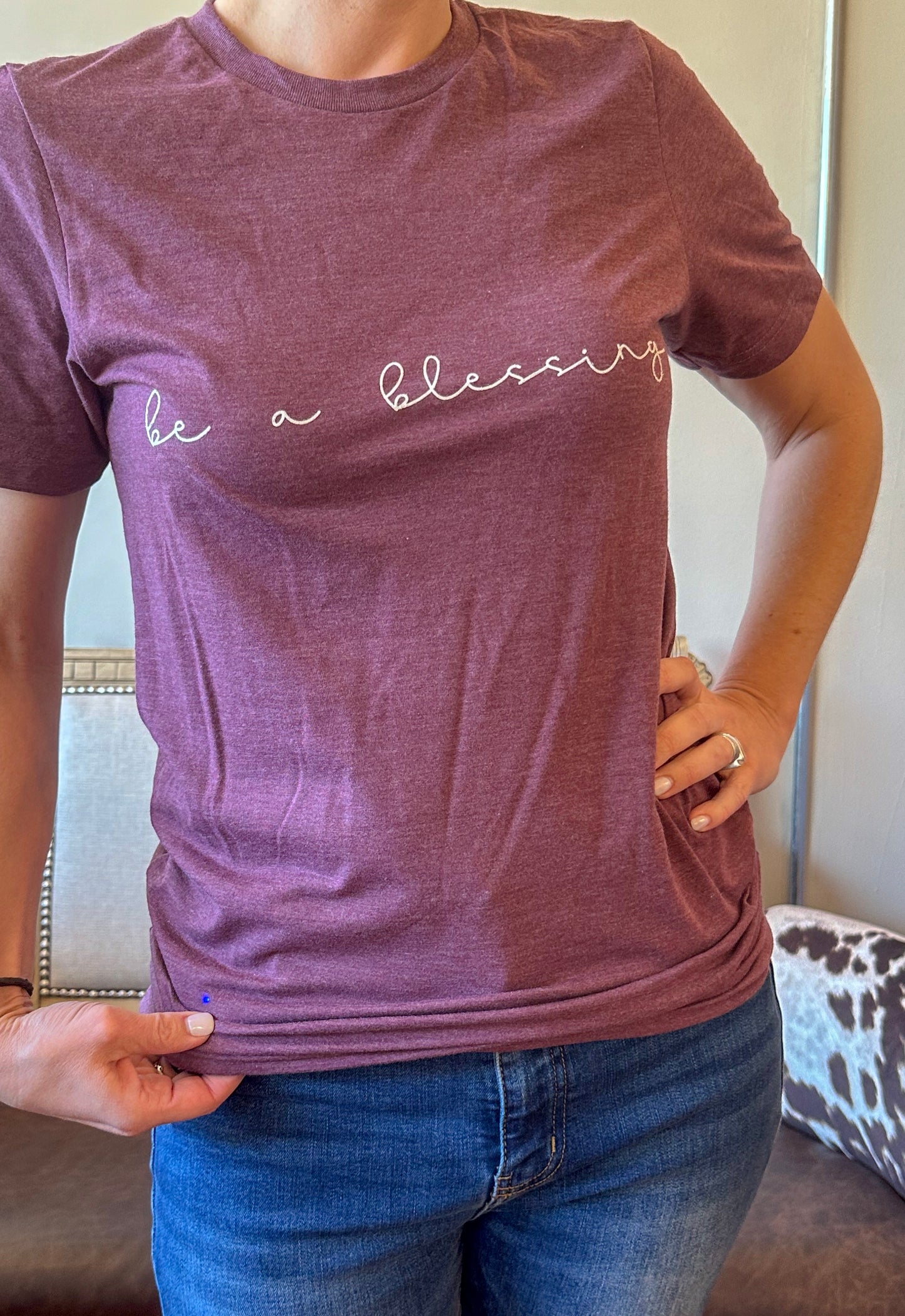 Be a Blessing tee, Heather Maroon