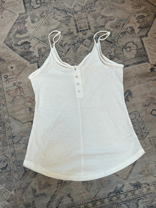 Ribbed V-Neck Snap Tank